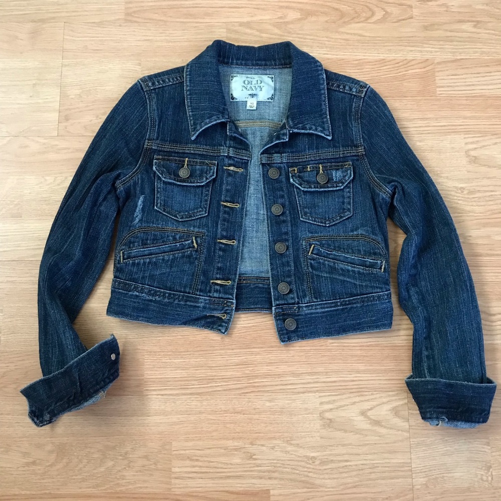 Cropped Denim Jacket with Elbow Patch